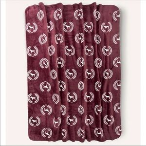 NIP PINK SHERPA Blanket Luscious Plum Bean Dog Crest color
